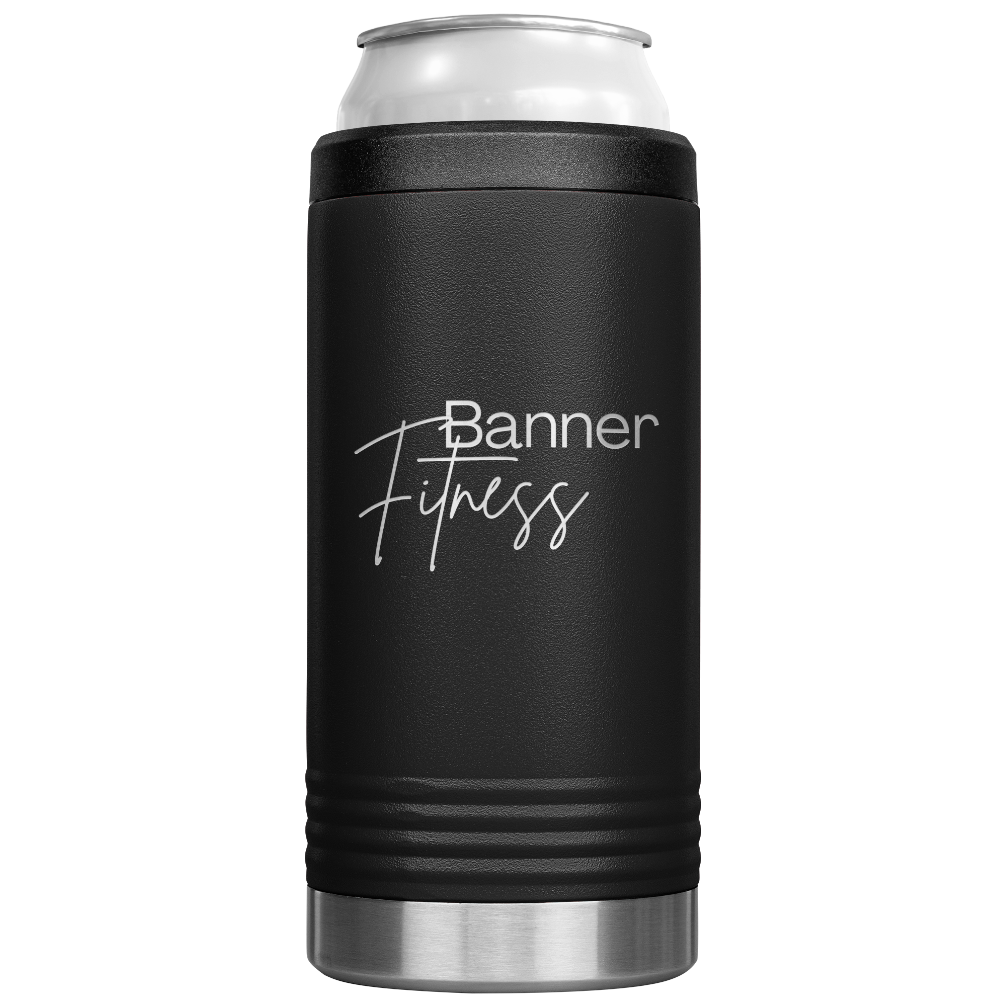 BANNER_FITNESS_Insulated_Tumbler_12oz_Koozie_Main_Black_Mockup.png